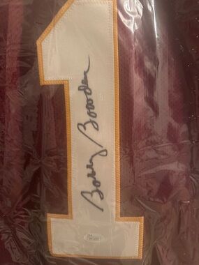 Original Signed Bobby Bowden Garnet Team Jersey with White and Gold Number